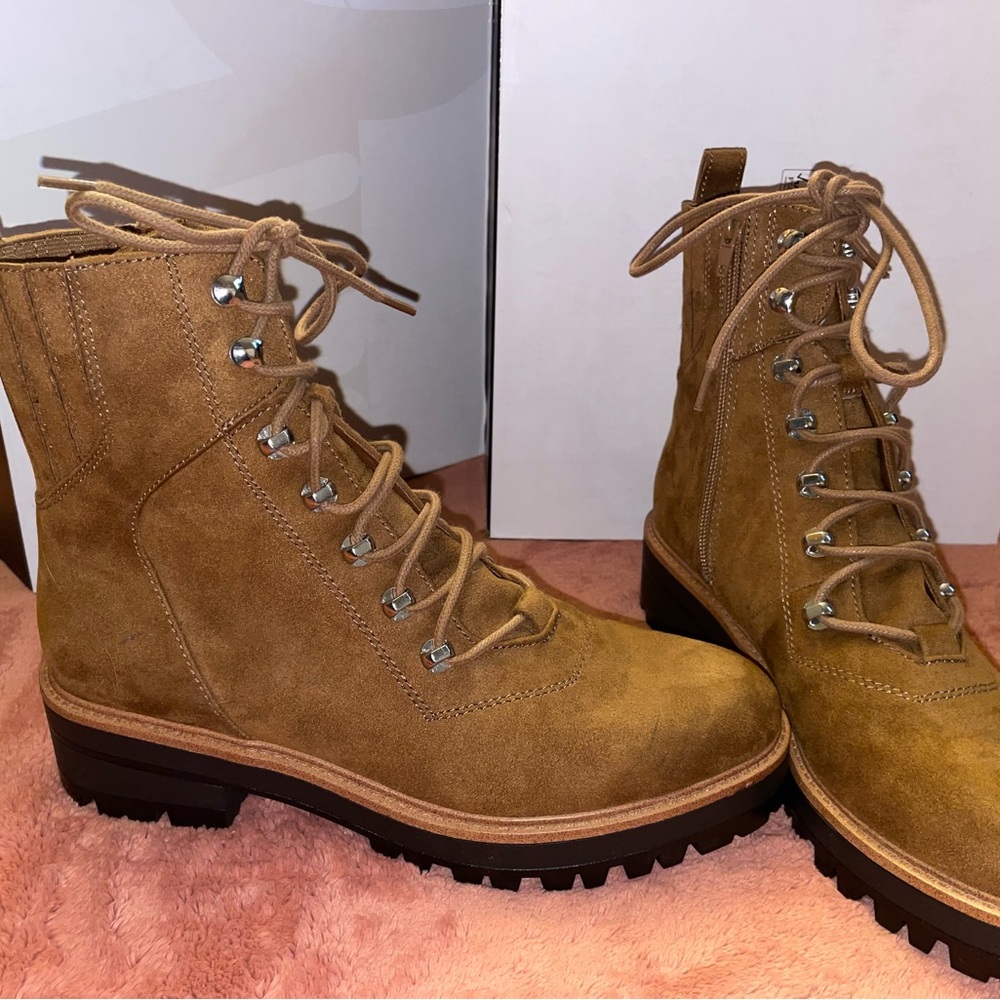 Nine West Brown Suede Combat Boots